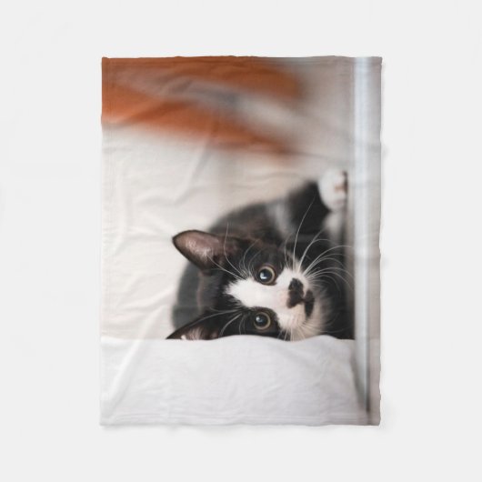 Niedliche Kleintiere | Schwarze und weiße Kätzchen Fleecedecke (Vorderseite)