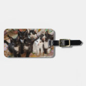 Niedliche Kleintiere | Schwarze und weiße Kätzchen Gepäckanhänger (Vorderseite horizontal)