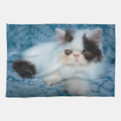 Niedliche Kleintiere | Schwarze und weiße Kätzchen Geschirrtuch (Horizontal)