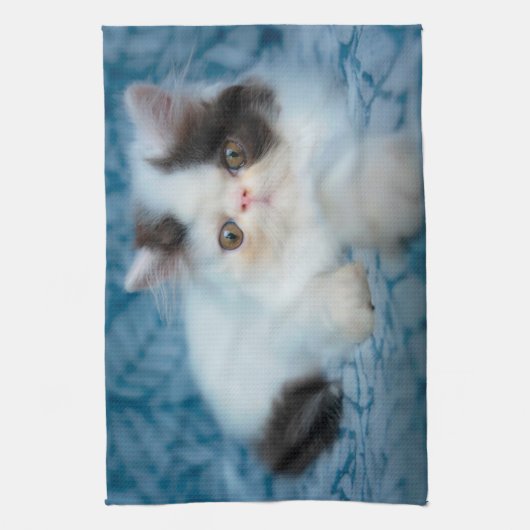 Niedliche Kleintiere | Schwarze und weiße Kätzchen Geschirrtuch (Vertikal)