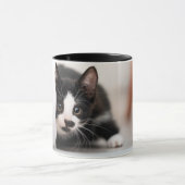 Niedliche Kleintiere | Schwarze und weiße Kätzchen Tasse (Zentrum)