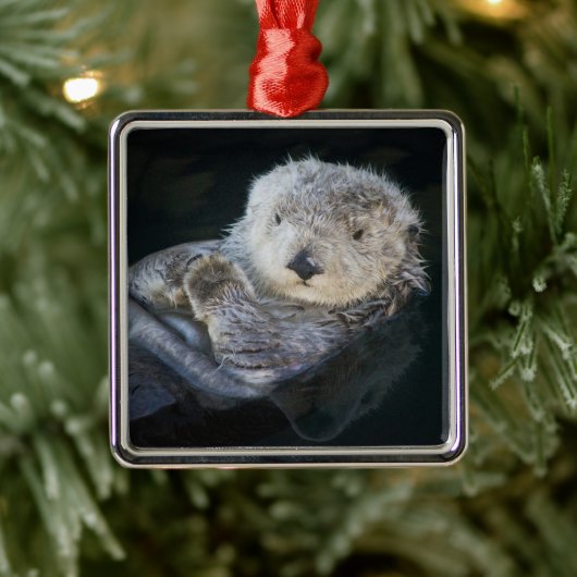 Niedliche Kleintiere | Sea Otter Floating Ornament Aus Metall (Baum)