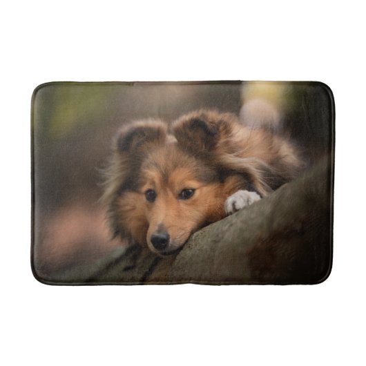 Niedliche Kleintiere | Shetland Sheepdog Welppy Badematte (Vorderseite)