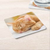 Niedliche Kleintiere | Sleeping Ginger Cat Rechteckiger Pappuntersetzer (angewinkelt)