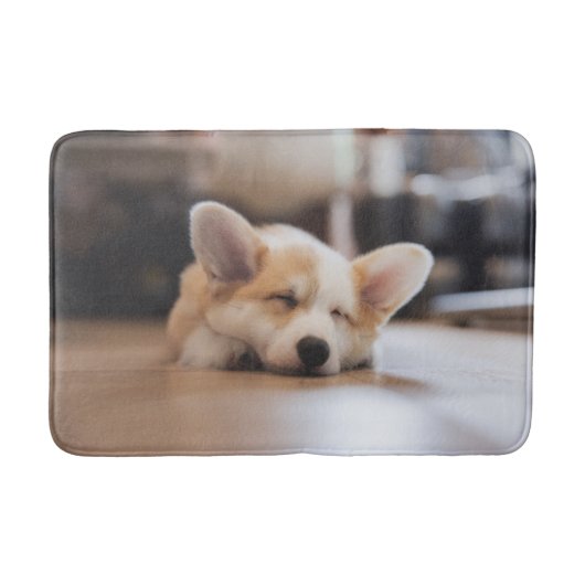 Niedliche Kleintiere | Sleepy Corgi Badematte (Vorderseite)