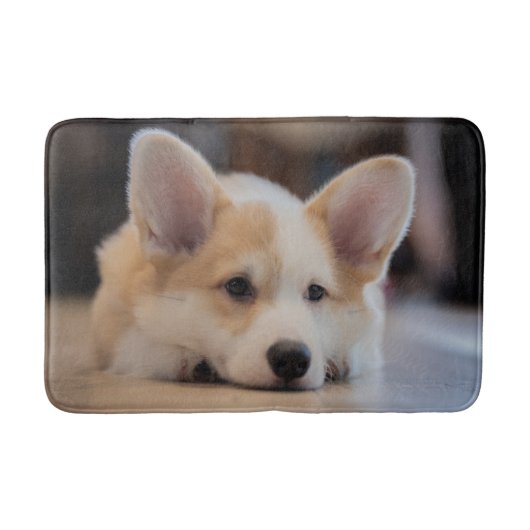 Niedliche Kleintiere | Sleepy Corgi Puppy Badematte (Vorderseite)