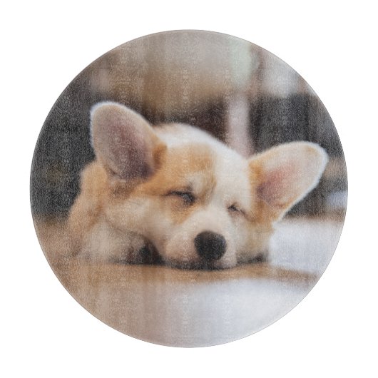 Niedliche Kleintiere | Sleepy Corgi Schneidebrett (Vorderseite)