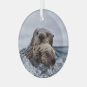 Niedliche Kleintiere | Sonstiges Baby & Mutter Ornament Aus Glas (Vorderseite links)