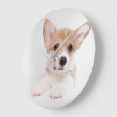 Niedliche Kleintiere | Sweet Baby Corgi Große Wanduhr (Winkel)