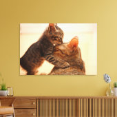 Niedliche Kleintiere | Tabby Kitten Kiss Leinwanddruck (Insitu (Wohnzimmer))