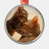 Niedliche Kleintiere | Tabby Kitten Kiss Ornament Aus Metall (Vorne)