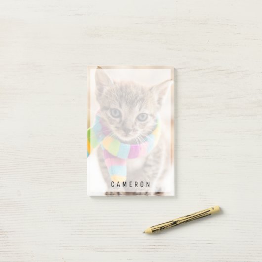 Niedliche Kleintiere | Tabby Kitten Rainbow Scarf Post-it Klebezettel (Auf Schreibtisch)