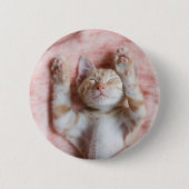 Niedliche Kleintiere | Tiny Orange Striped Kitten Button (Vorderseite)