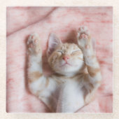 Niedliche Kleintiere | Tiny Orange Striped Kitten Glasuntersetzer (Vorderseite)