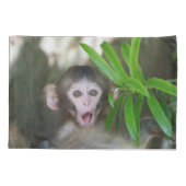 Niedliche Kleintiere | Überraschender Schneeaffe Kissenbezug (Rückseite)