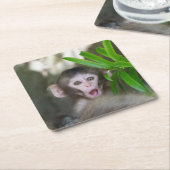 Niedliche Kleintiere | Überraschender Schneeaffe Rechteckiger Pappuntersetzer (angewinkelt)