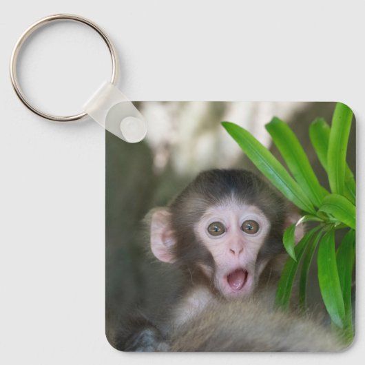 Niedliche Kleintiere | Überraschender Schneeaffe Schlüsselanhänger (Vorderseite)