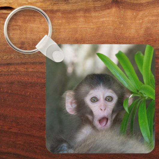 Niedliche Kleintiere | Überraschender Schneeaffe Schlüsselanhänger (Vorderseite)