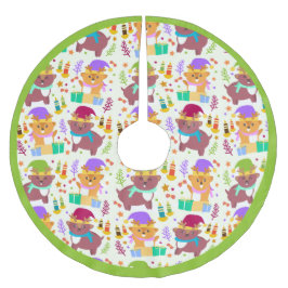 Niedliche Kleintiere Weihnachtskletterkinder Polyester Weihnachtsbaumdecke