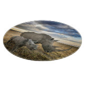 Niedliche Kleintiere | Weißer Rhino und Kalb Schneidebrett (Ecke)