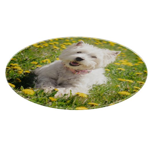 Niedliche Kleintiere | Westie Hund in Lüstern Schneidebrett (Ecke)