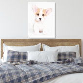 Niedliche Kleintiere | White Corgi Puppy Leinwanddruck (Insitu (Schlafzimmer))