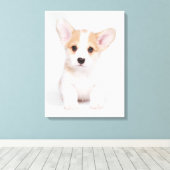 Niedliche Kleintiere | White Corgi Puppy Leinwanddruck (Insitu (Holzboden))