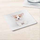 Niedliche Kleintiere | White Corgi Puppy Rechteckiger Pappuntersetzer (angewinkelt)