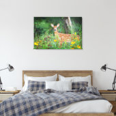 Niedliche Kleintiere | White Tails Deer in Daisies Leinwanddruck (Insitu (Schlafzimmer))