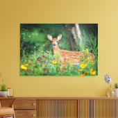 Niedliche Kleintiere | White Tails Deer in Daisies Leinwanddruck (Insitu (Wohnzimmer))
