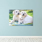 Niedliche Kleintiere | Yellow Labrador Retrievers Leinwanddruck (Insitu (Holzboden))