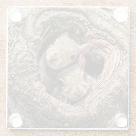 Niedliche Kleintiere | Zwei junge Eichhörnchen Glasuntersetzer (Rückseite)