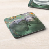 Niedliche Kleintiere | Zwei Manatees Getränkeuntersetzer (Linke Seite)