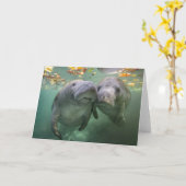 Niedliche Kleintiere | Zwei Manatees Karte (Gelbe Blume)