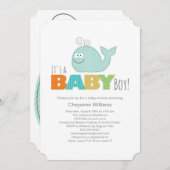 Niedliche Kleinwal-Kinderdusche Einladung / Junge (Vorne/Hinten)