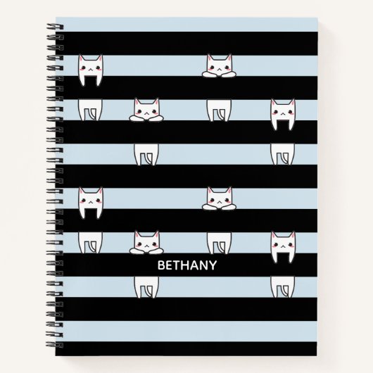 Niedliche Kletterkatzen auf gestreift Personalisie Notizblock (Vorderseite)