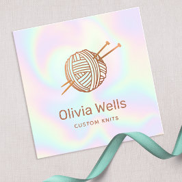Niedliche Knitter, die die Crochet Ball-Visitenkar Quadratische Visitenkarte