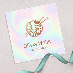 Niedliche Knitter, die die Crochet Ball-Visitenkar Quadratische Visitenkarte