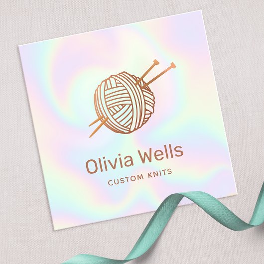Niedliche Knitter, die die Crochet Ball-Visitenkar Quadratische Visitenkarte
