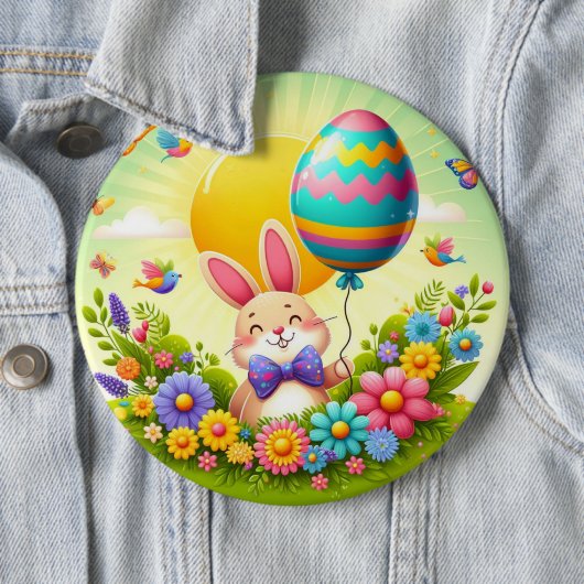 Niedliche, knuddelige und farbenfrohe Osterhase Button (Beispiel)