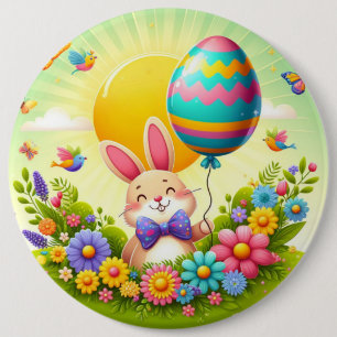 Niedliche, knuddelige und farbenfrohe Osterhase Button