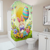 Niedliche, knuddelige und farbenfrohe Osterhase Duschvorhang (Beispiel)