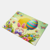 Niedliche, knuddelige und farbenfrohe Osterhase Fußmatte (Schrägansicht)