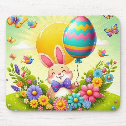 Niedliche, knuddelige und farbenfrohe Osterhase Mousepad (Vorne)