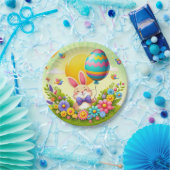 Niedliche, knuddelige und farbenfrohe Osterhase Pappteller (Party)