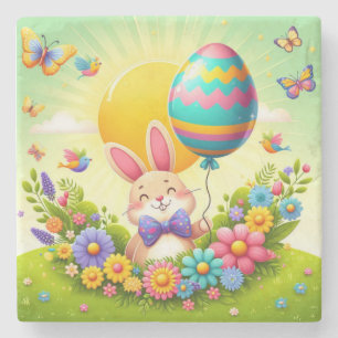 Niedliche, knuddelige und farbenfrohe Osterhase Steinuntersetzer