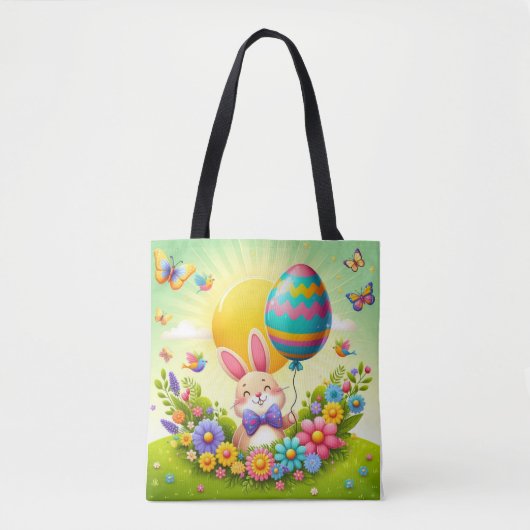 Niedliche, knuddelige und farbenfrohe Osterhase Tasche (Vorderseite)