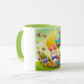 Niedliche, knuddelige und farbenfrohe Osterhase Tasse (Vorderseite Links)
