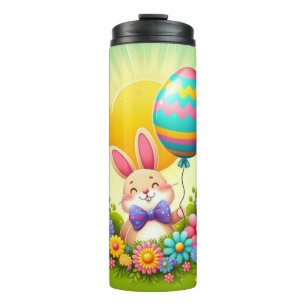 Niedliche, knuddelige und farbenfrohe Osterhase Thermosbecher