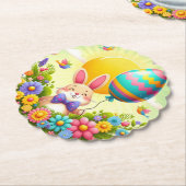 Niedliche, knuddelige und farbenfrohe Osterhase Untersetzer (angewinkelt)